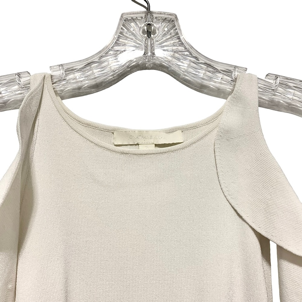 Jonathan Simkhai Hanging Ruffle Racerback Tank Top Ivory - Picture 8 of 11